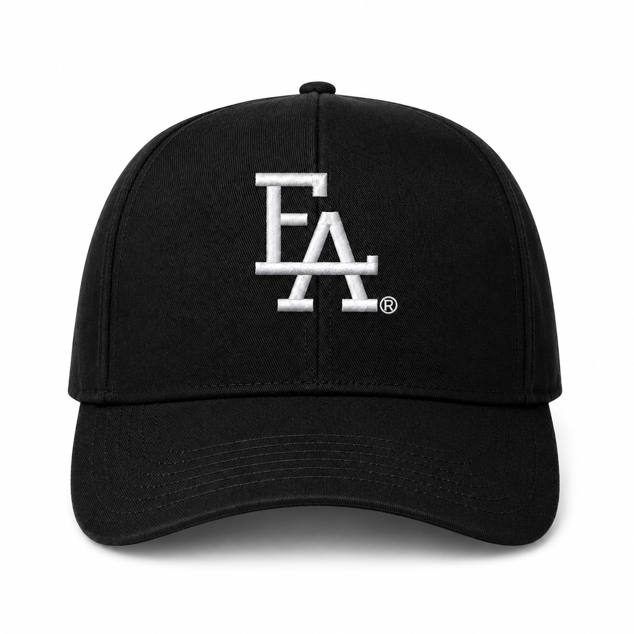 Black baseball cap featuring a bold black embroidered “FLA” logo on the front, clean structured crown, and classic curved brim for a minimalist streetwear look.
