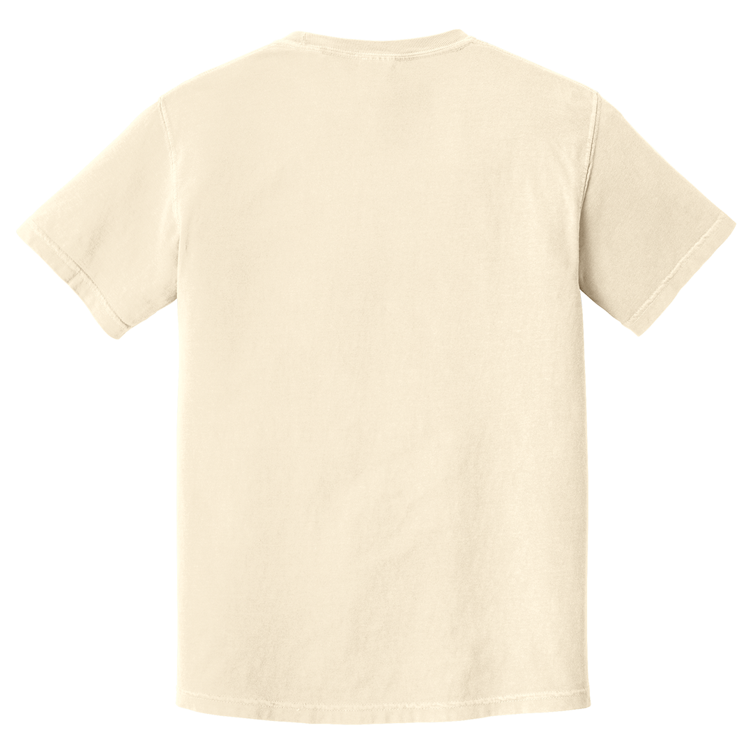 Back of an Ivory color t-shirt on a white background
