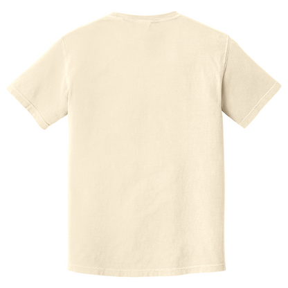 Back of an Ivory color t-shirt on a white background