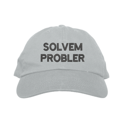 Gray cap with 'SOLVEM PROBLER' text on a white background